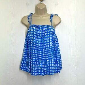Lilly Pulitzer - Feel-in Beachy Silvana Blue And White Checkered Tank Blouse SM